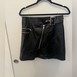 Sage The Label Black Vegan Leather Skirt Silver Buckle Size M